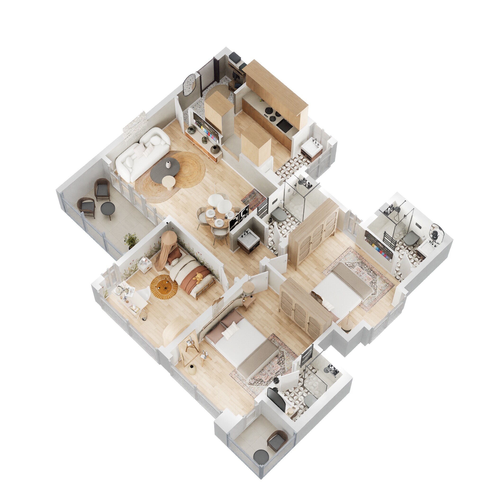 3 BHK 969 Sq. Ft. Apartment