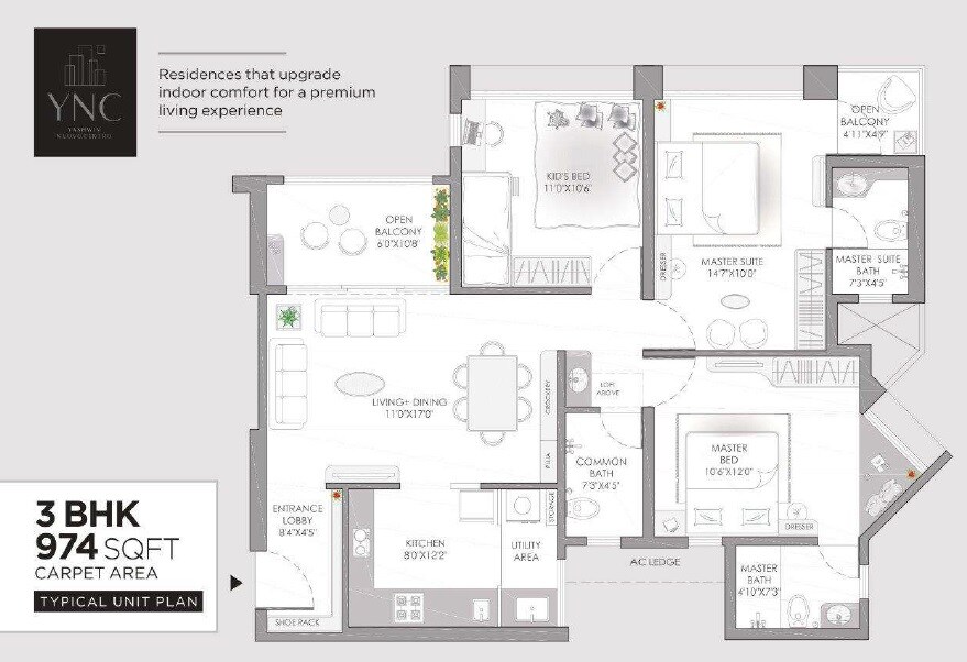 Other, vj-yashwin-nuovo-centro 3 Bedroom 974 Sq.Ft. Apartment In Wakad Pune 9458078