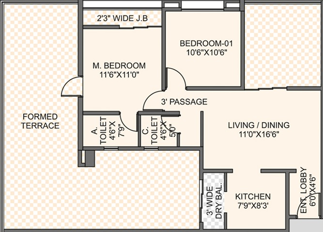 2 BHK 629 Sq. Ft. Apartment in VMA Reserve