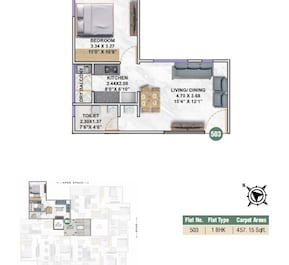 1 BHK 457 Sq. Ft. Apartment in VRB Shri Swaranjali