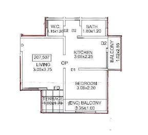 1 BHK 420 Sq. Ft. Apartment in VTB Om Sai Avenue