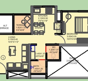 1 BHK 423 Sq. Ft. Apartment in VTP Belair