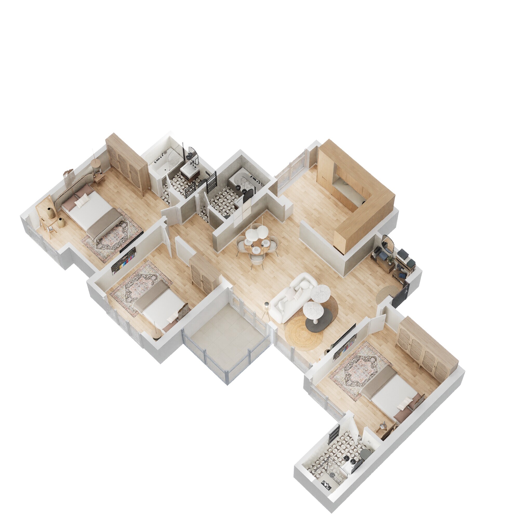 Floor plan of 3 BHK 793 Sq. Ft. Apartment in VTP Belair, Pune