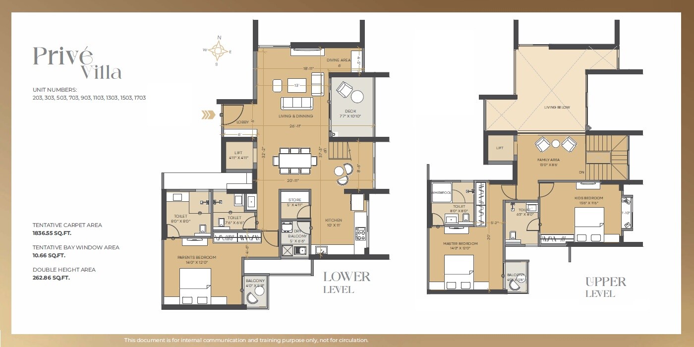 Floor plan of 3 BHK 1837 Sq. Ft. Apartment in VTP Codename Never Before West, Pune