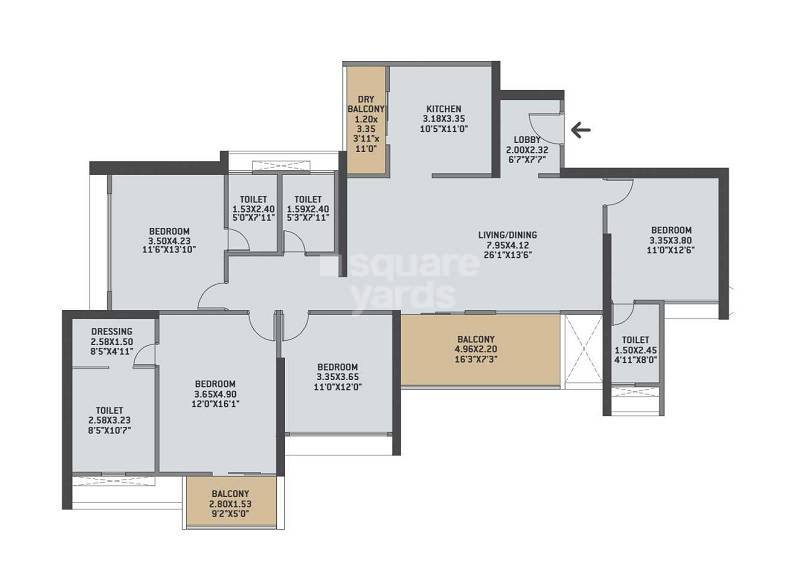 Other, vtp-earth-one 4 Bedroom 1560 Sq.Ft. Apartment In Mahalunge Pune 7188994