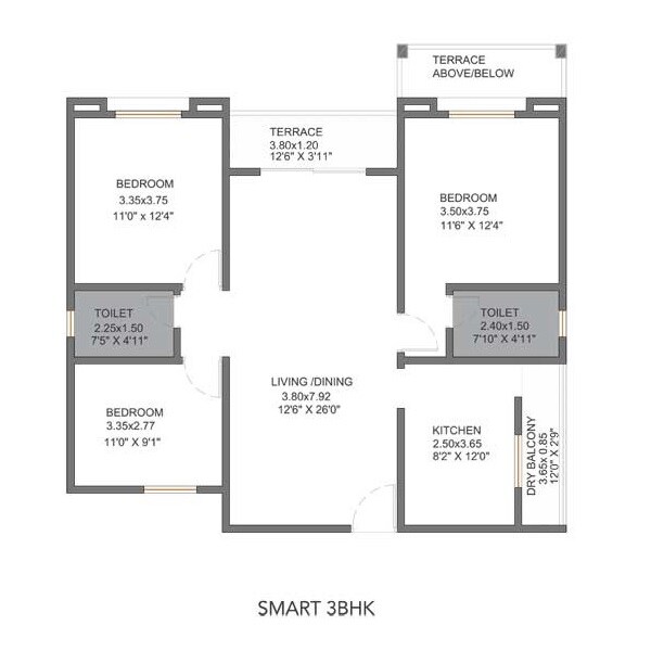 3 BHK 1226 Sq. Ft. Apartment