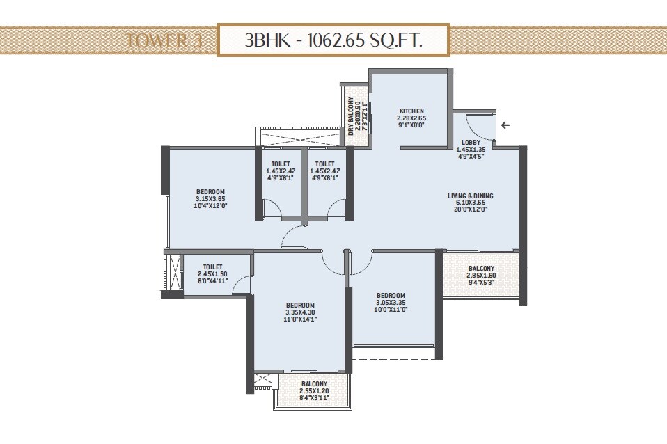 Other, vtp-flamante 3 Bedroom 1085 Sq.Ft. Apartment In Kharadi Pune 9441881