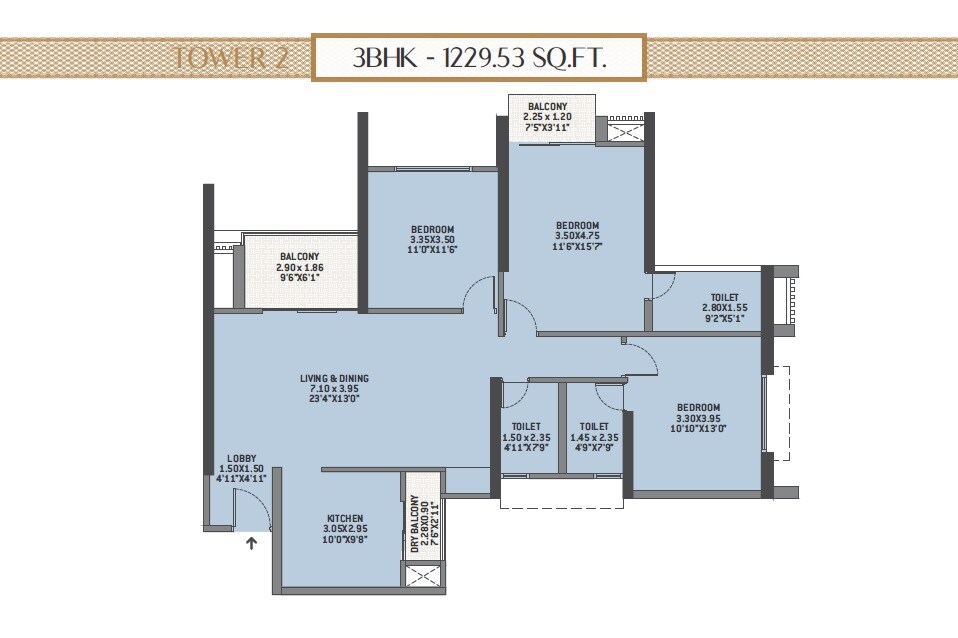 Other, vtp-flamante 3 Bedroom 1230 Sq.Ft. Apartment In Kharadi Pune 9322067
