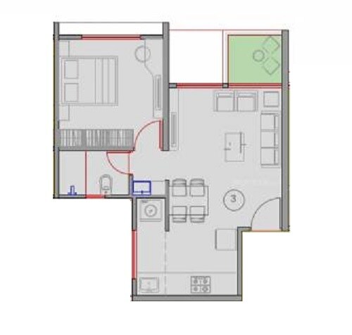 1 BHK 429 Sq. Ft. Apartment