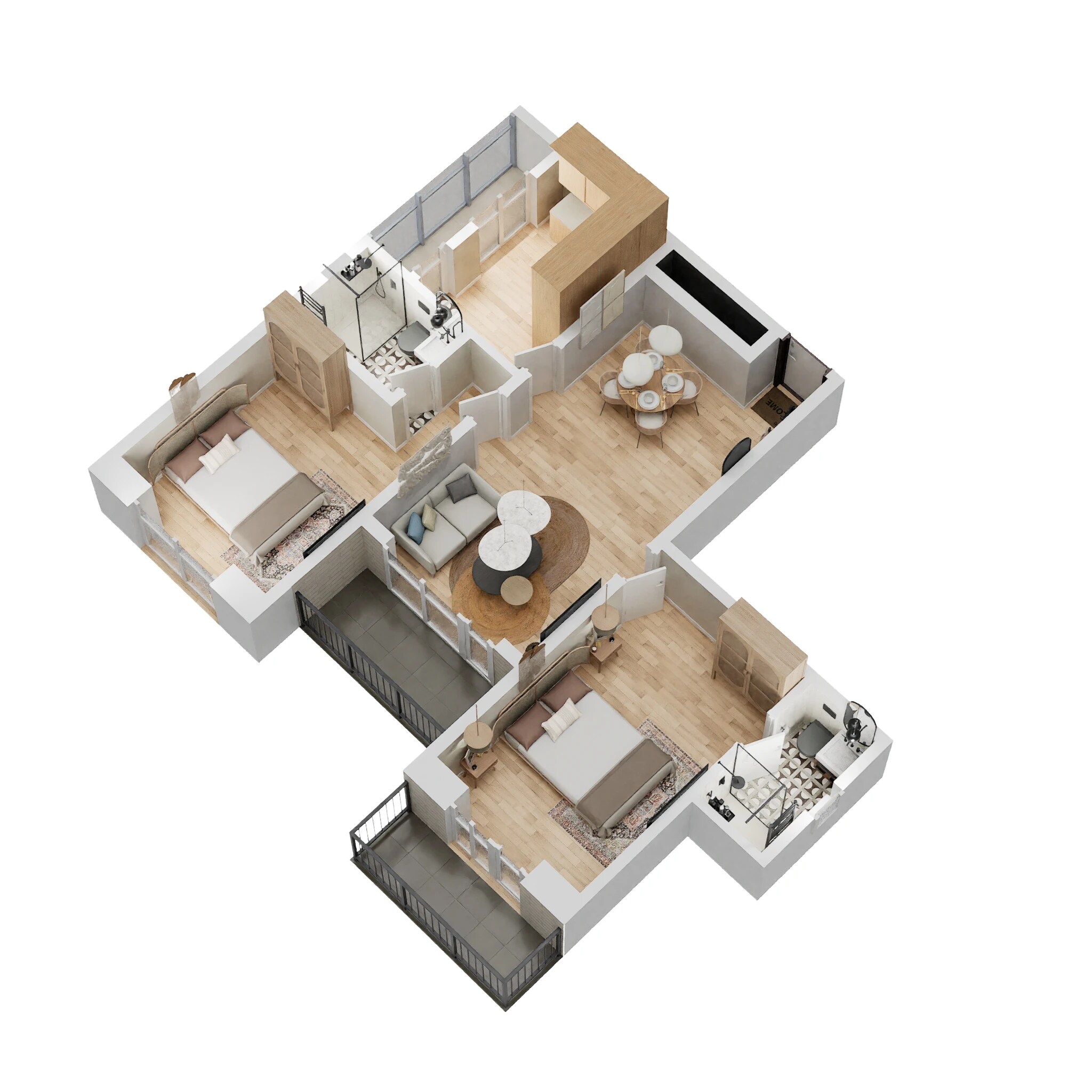Floor plan of 2 BHK 620 Sq. Ft. Apartment in VTP Pegasus, Pune