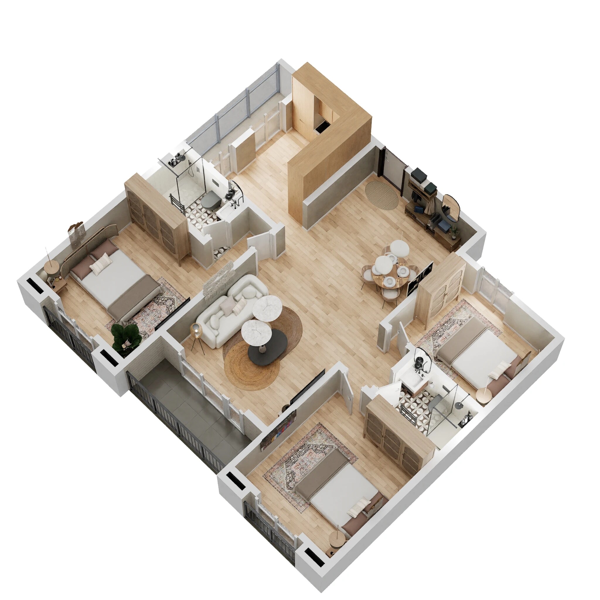 Floor plan of 3 BHK 840 Sq. Ft. Apartment in VTP Pegasus, Pune