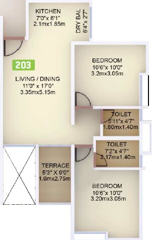 vtp purvanchal apartment 2bhk 602sqft 1