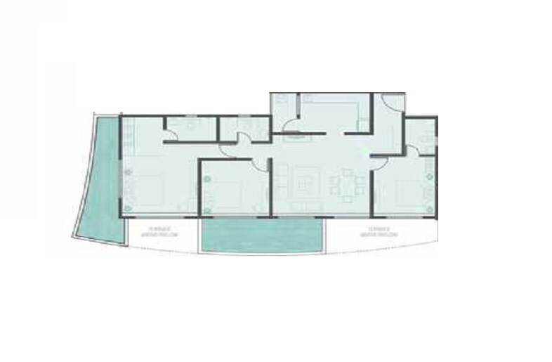 Floor plan of 3 BHK 951 Sq. Ft. Apartment in VTP Urban Balance, Pune