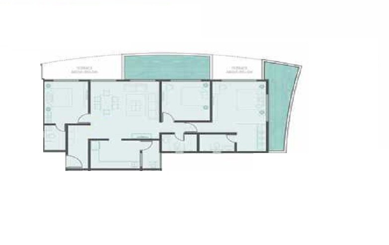 Floor plan of 3 BHK 981 Sq. Ft. Apartment in VTP Urban Balance, Pune