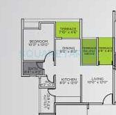 Floor plan of 1 BHK 745 Sq. Ft. Apartment in VTP Urban Nest, Pune
