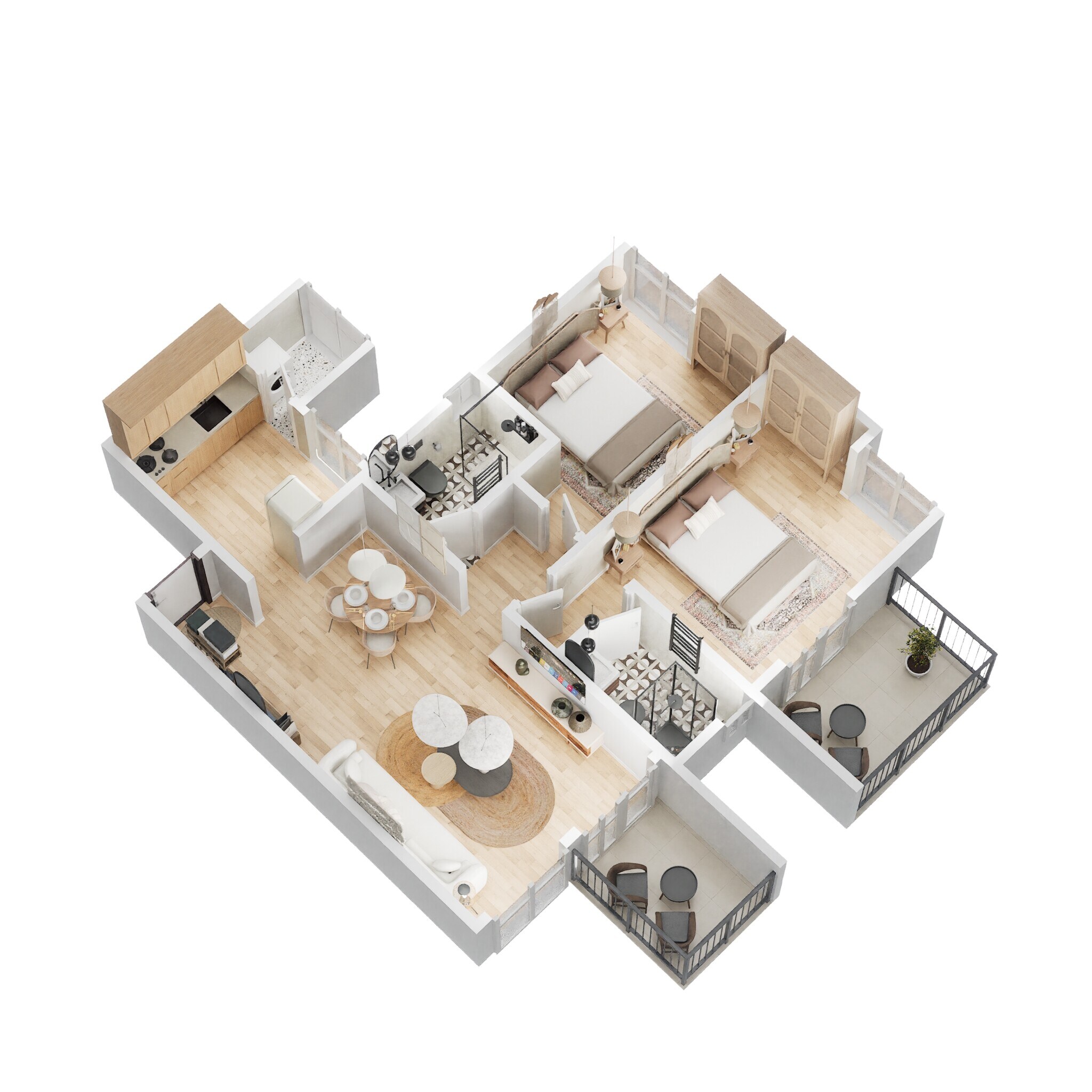 Floor plan of 2 BHK 1336 Sq. Ft. Apartment in VTP Urban Senses, Pune