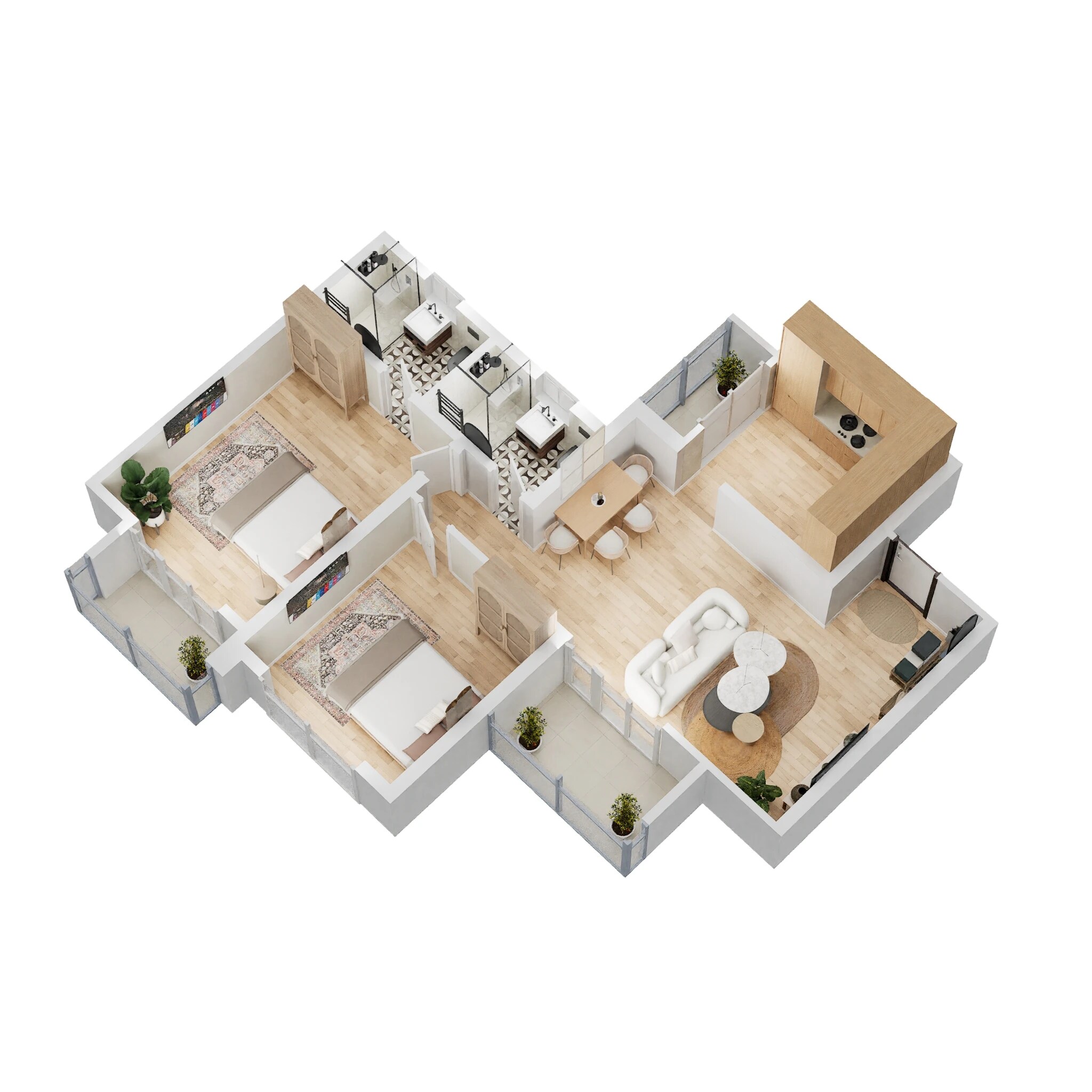 2 BHK 845 Sq. Ft. Apartment