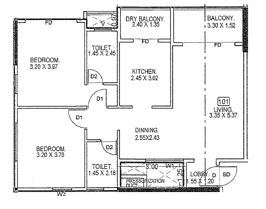 2 BHK 651 Sq. Ft. Apartment in Vyas Ashwamedh CHS