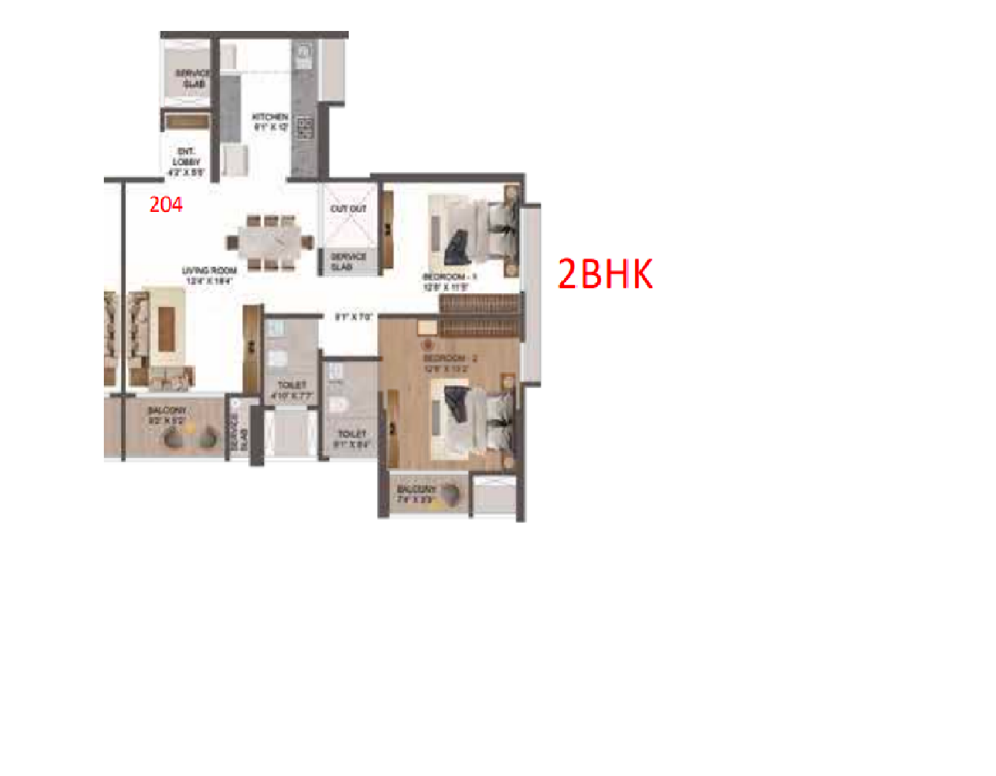 2 BHK 960 Sq. Ft. Apartment in Vyom Avinea