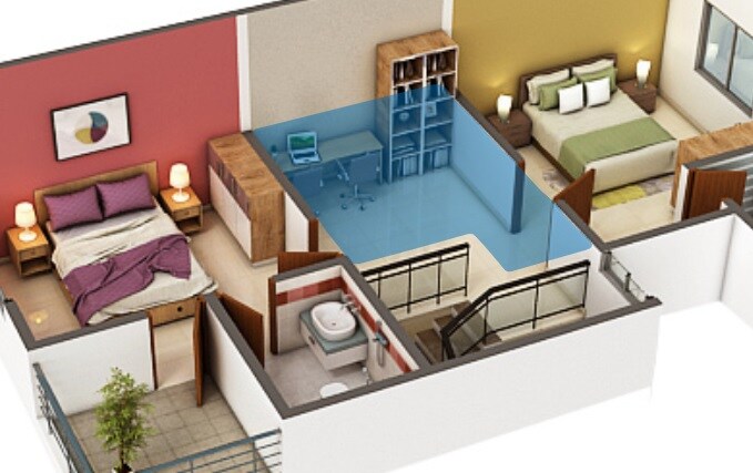 Floor plan of 2 BHK Row House - 900 sq. ft. in Wadhwani Mayureshwar Sai Nisarg Park CHS, Pune