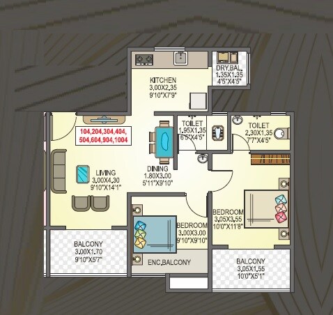 2 BHK 438 Sq. Ft. Apartment