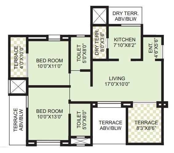 2 BHK 1040 Sq. Ft. Apartment