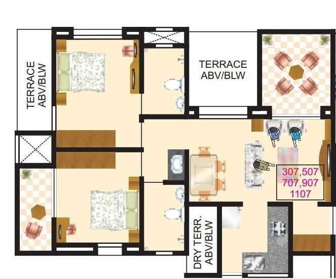 2 BHK 1072 Sq. Ft. Apartment