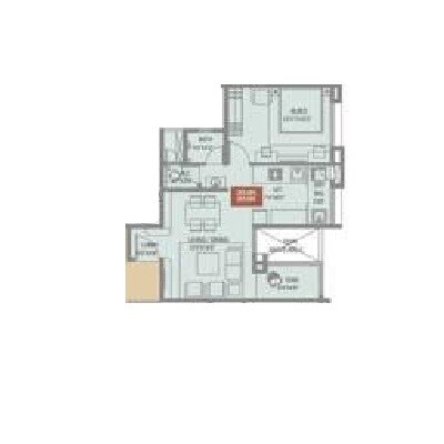 1 BHK 411 Sq. Ft. Apartment