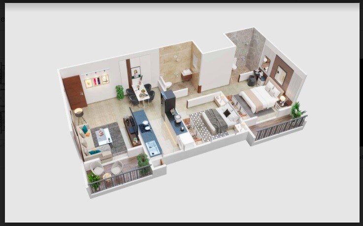 Floor plan of 2 BHK 726 Sq. Ft. Apartment in Wakadkar Stellar Rhythmm, Pune