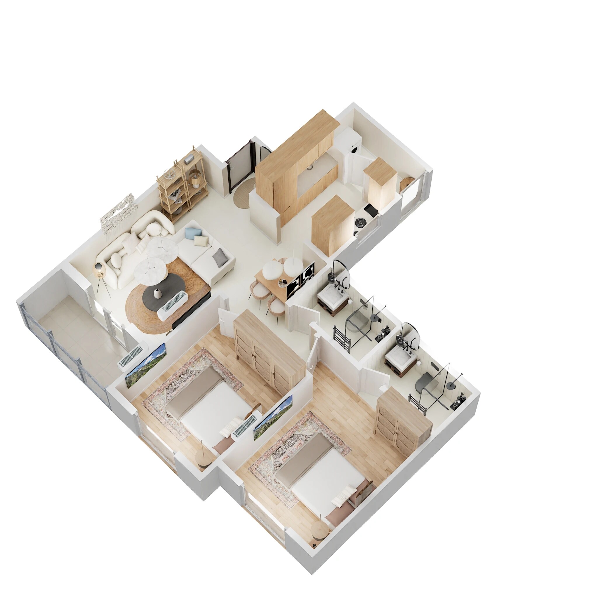 Floor plan of 2 BHK 763 Sq. Ft. Apartment in Welworth Purnam, Pune