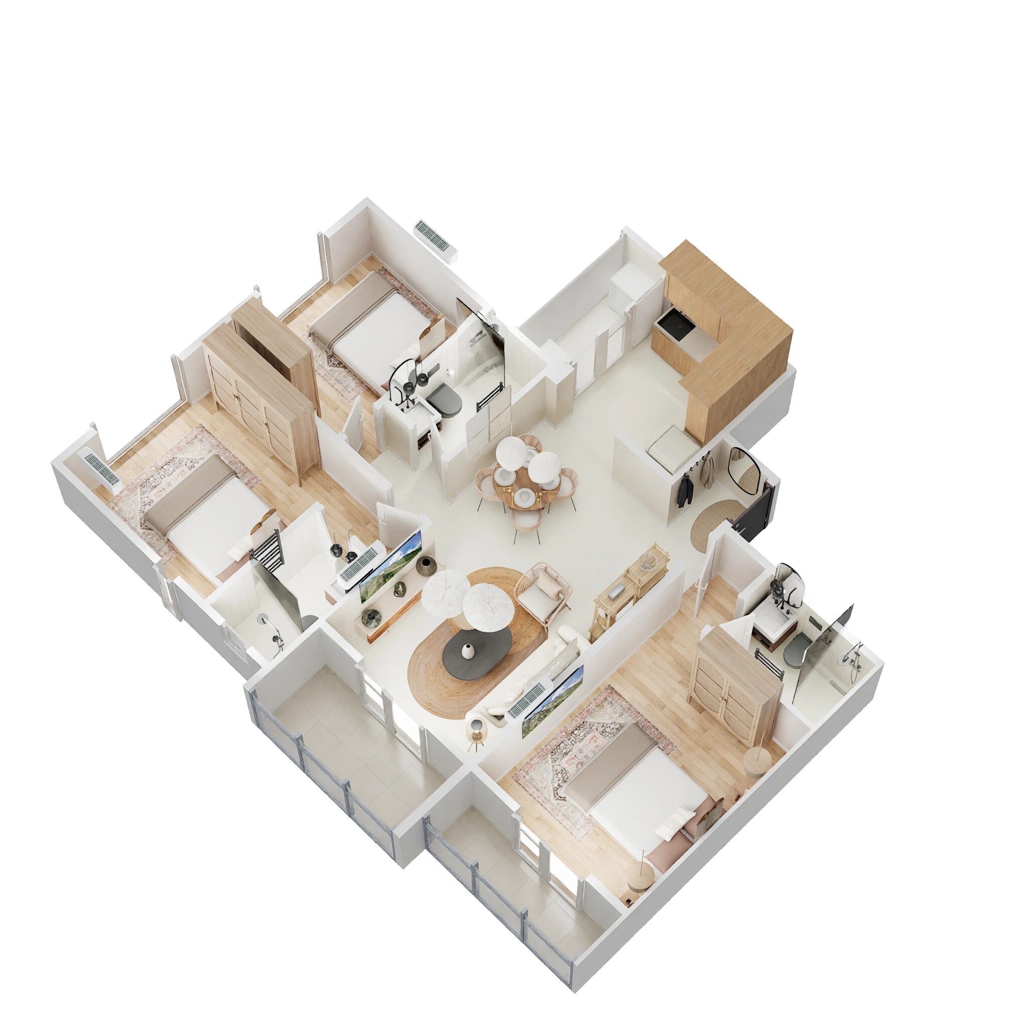 Floor plan of 3 BHK 881 Sq. Ft. Apartment in Welworth Purnam, Pune