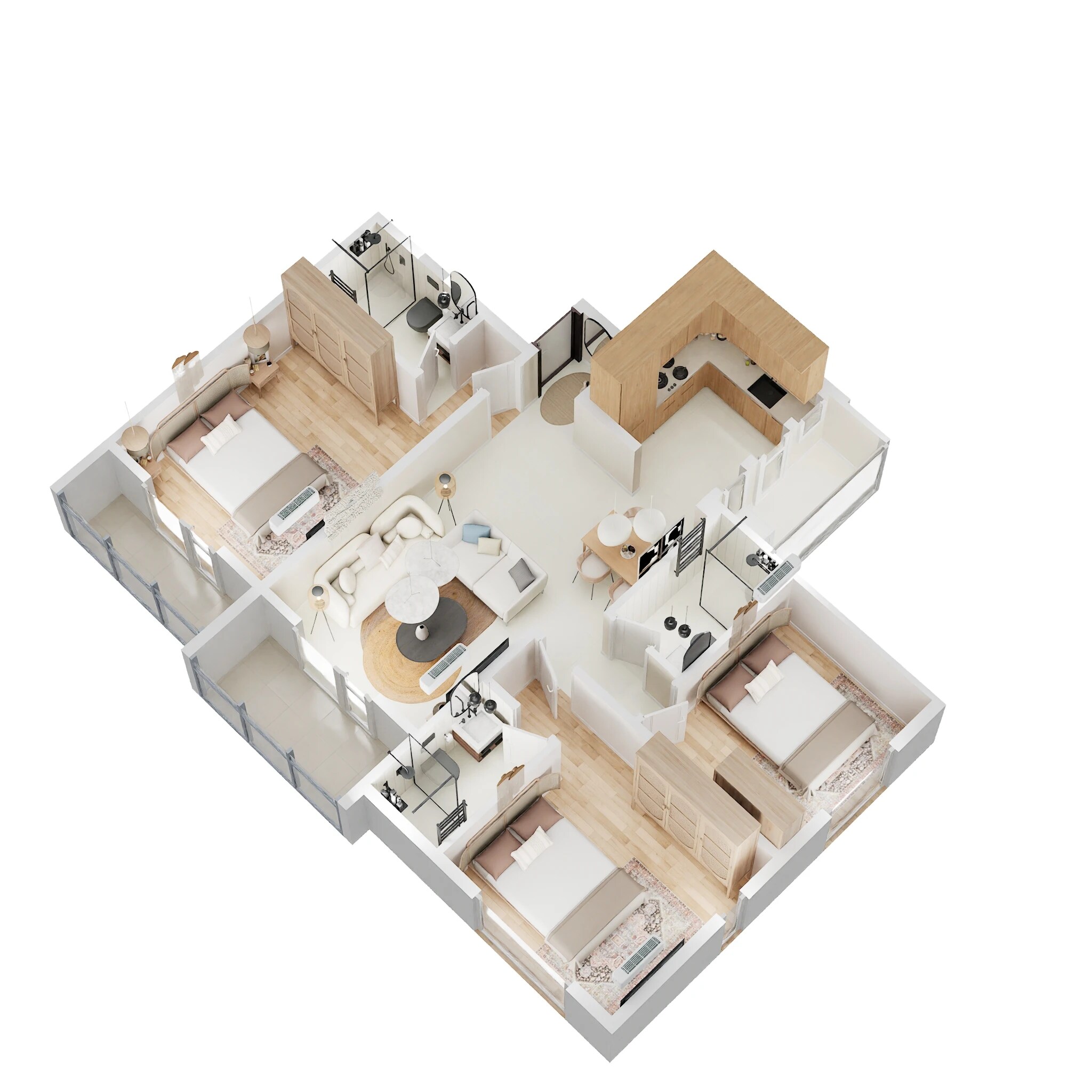 Floor plan of 3 BHK 954 Sq. Ft. Apartment in Welworth Purnam, Pune