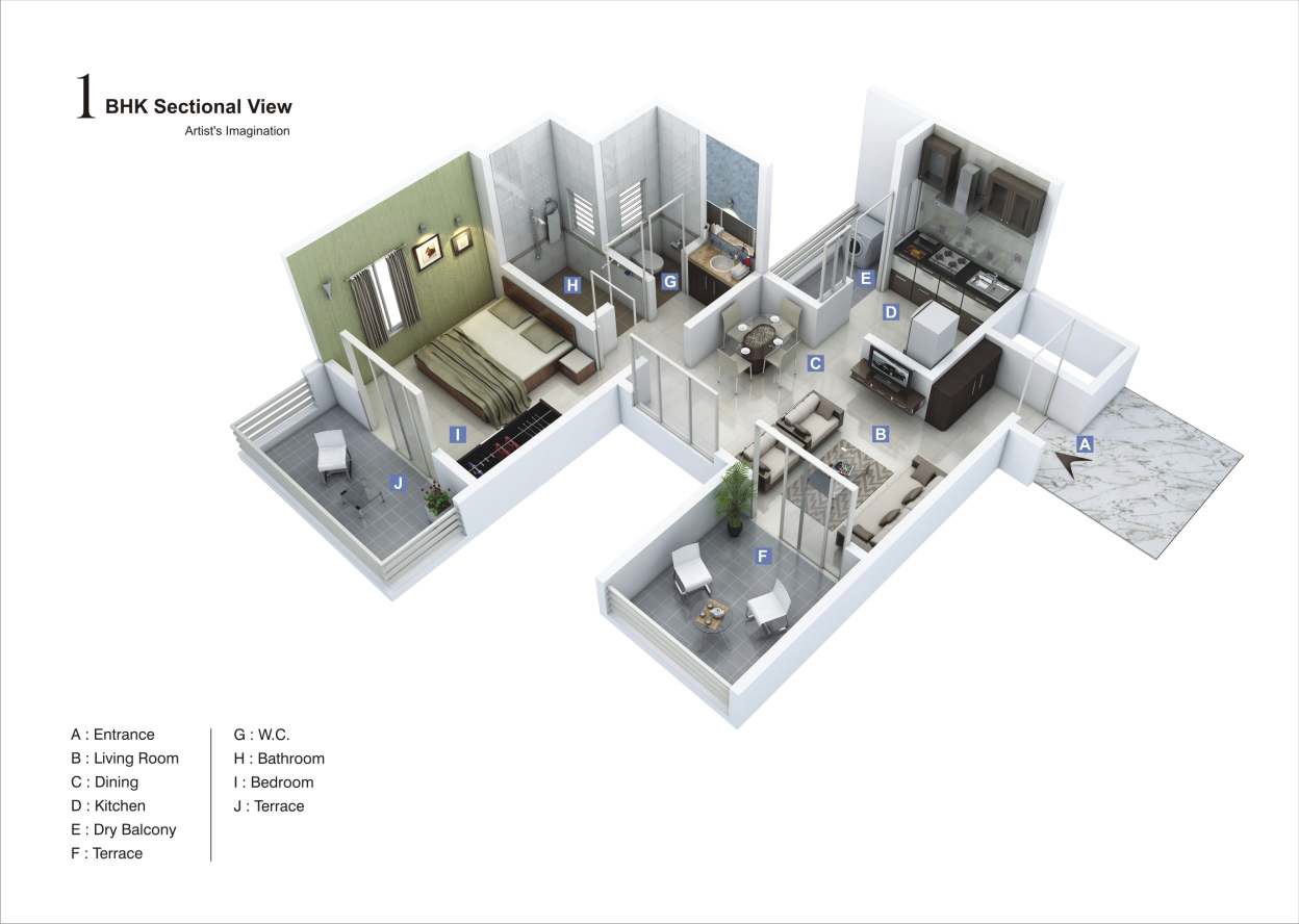 1 BHK 319 Sq. Ft. Apartment in Willows Twin Tower