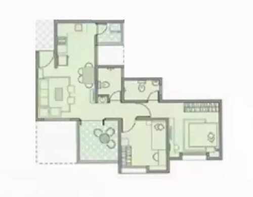 Floor plan of 2 BHK Apartment - 696 sq. ft. in Windsor County, Pune
