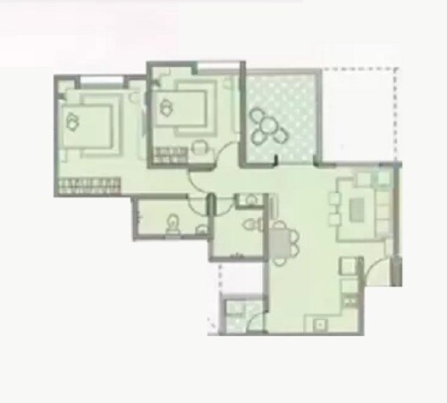 Floor plan of 2 BHK 539 Sq. Ft. Apartment in Windsor County Phase II, Pune