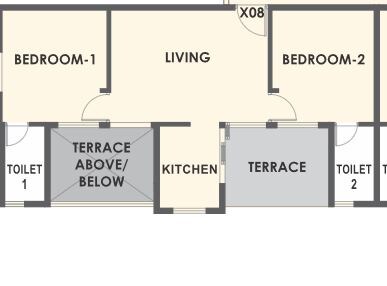 Floor plan of 2 BHK 344 Sq. Ft. Apartment in Xrbia Abode, Pune