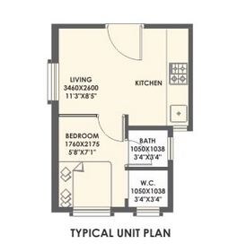 Floor plan of 142 Sq. Ft. Studio in Xrbia Eiffel City Phase 2, Pune