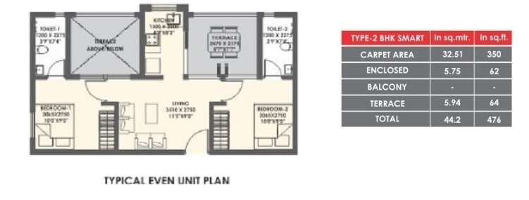 xrbia eiffel city phase 2 apartment 2 bhk 350sqft 20215629005642