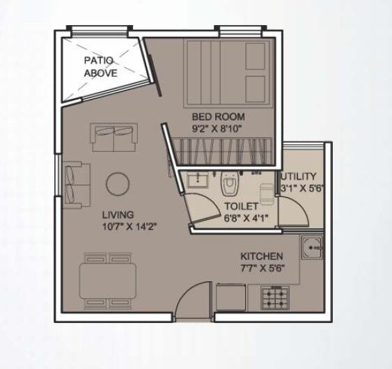 Floor plan of 1 BHK 412 Sq. Ft. Apartment in Xrbia Xrbia Hinjewadi, Pune
