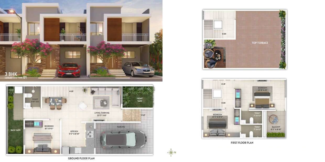 Floor plan of 3 BHK 2872 Sq. Ft. Villa in Yash Evana, Pune