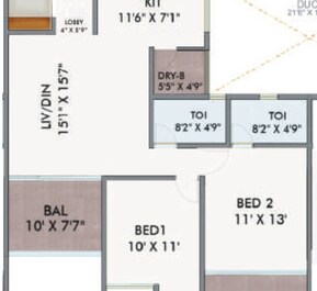2 BHK 662 Sq. Ft. Apartment in Yash Vastu Park Land Homes