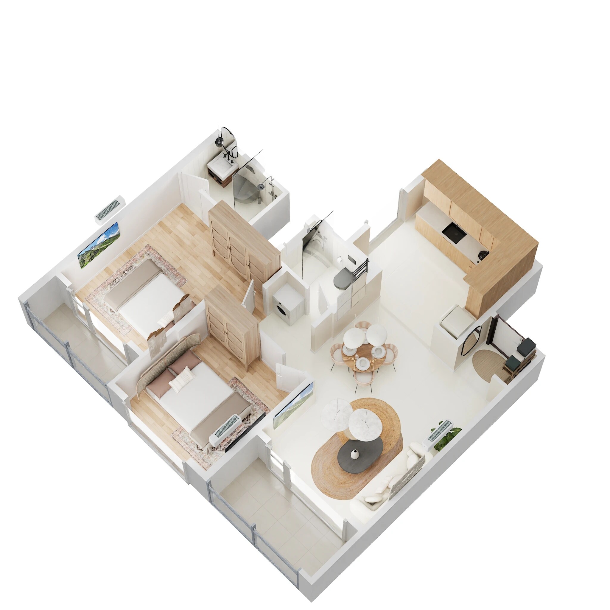 Floor plan of 2 BHK 809 Sq. Ft. Apartment in Yashada Earthsong, Pune