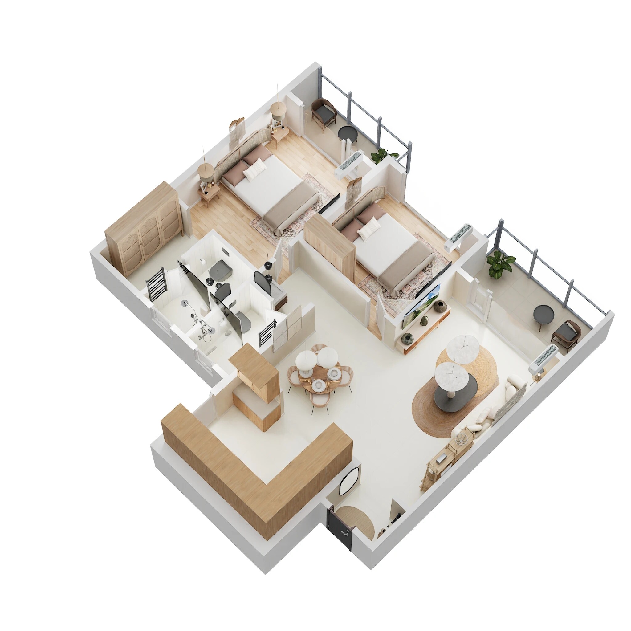 2 BHK 865 Sq. Ft. Apartment