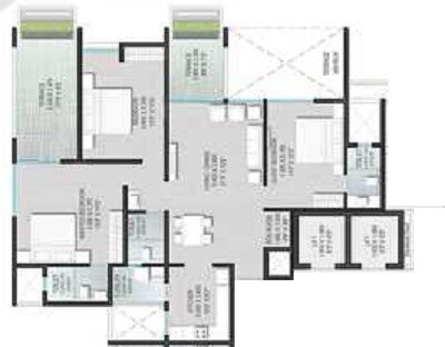 Floor plan of 3 BHK 939 Sq. Ft. Apartment in Yashada Epic Phase 2, Pune