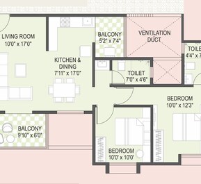 2 BHK 773 Sq. Ft. Apartment in Yashada Florenza