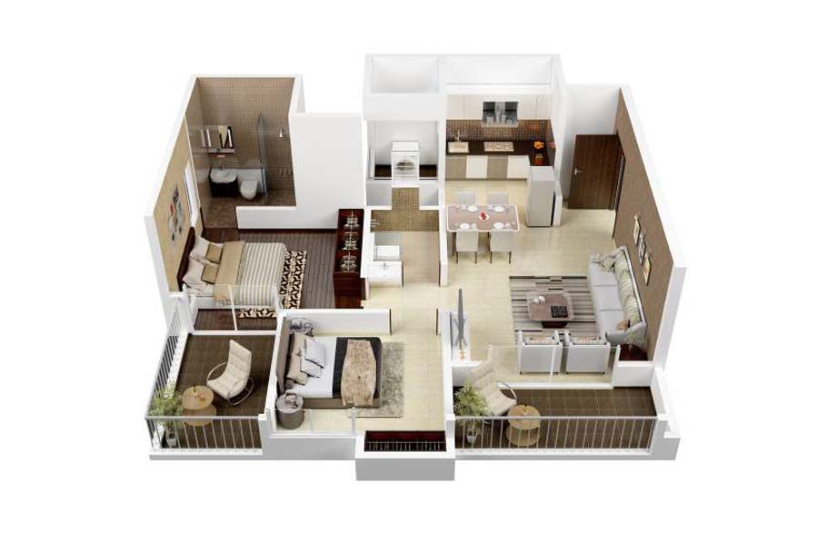 2 BHK 618 Sq. Ft. Apartment
