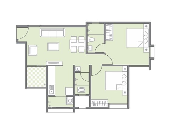 2 BHK 684 Sq. Ft. Apartment