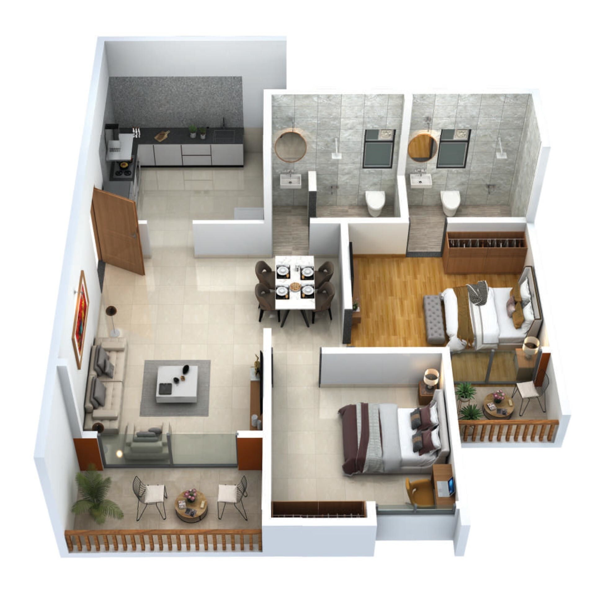 Floor plan of 2 BHK 562 Sq. Ft. Apartment in Yashada Supreme, Pune