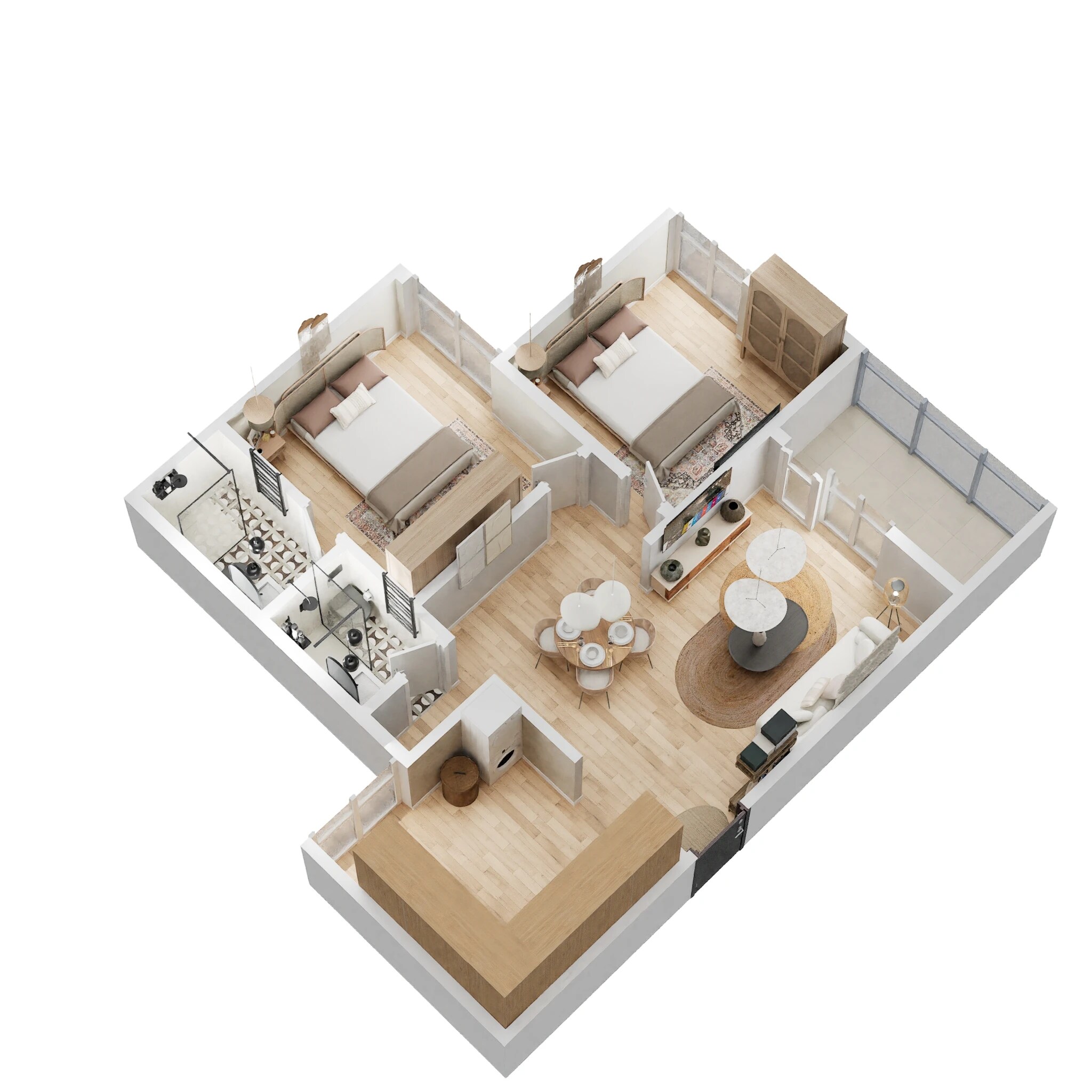 Floor plan of 2 BHK 737 Sq. Ft. Apartment in Yashada Supreme, Pune