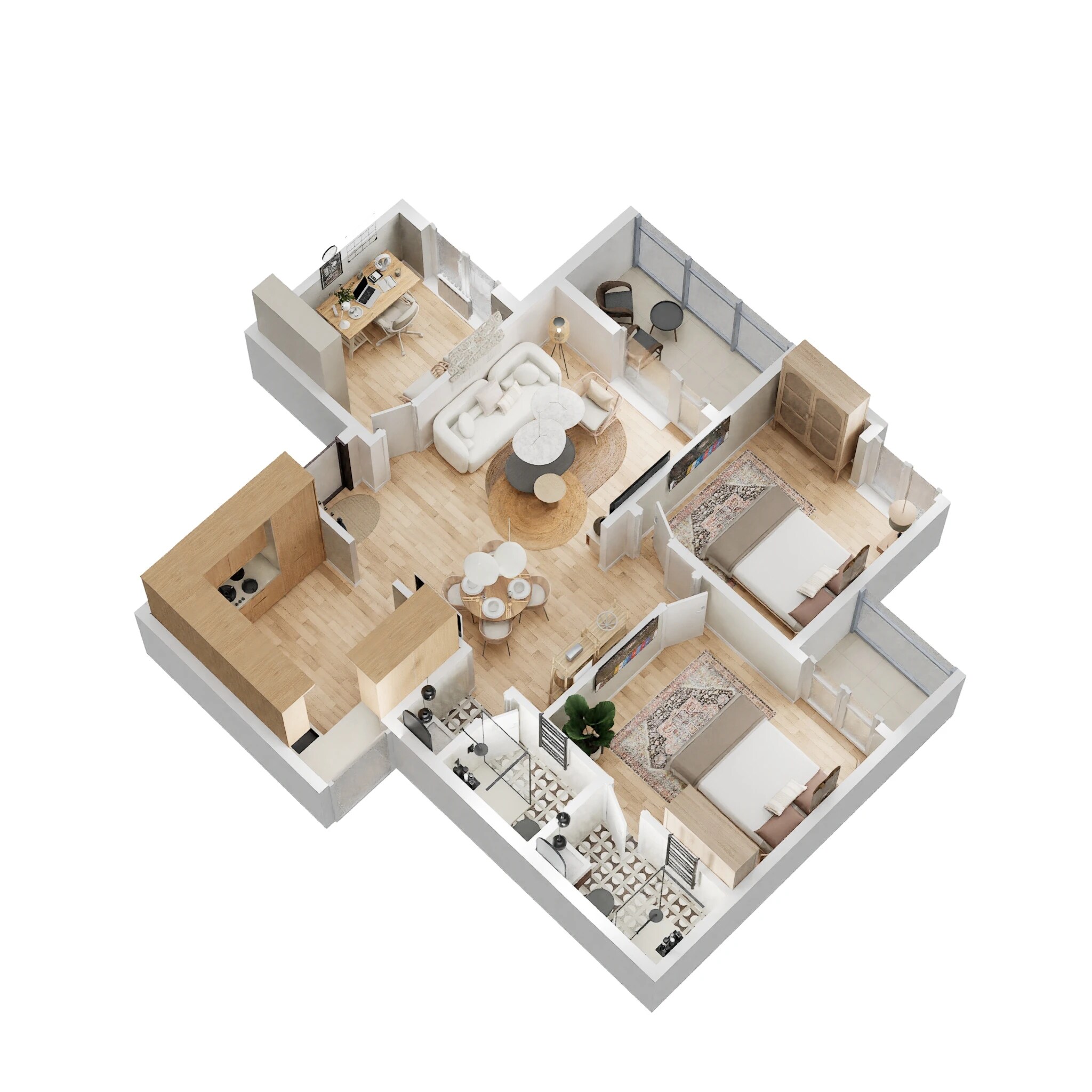 Floor plan of 3 BHK 818 Sq. Ft. Apartment in Yashada Supreme, Pune